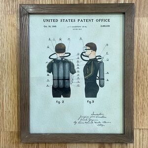 Framed Patent Art - Vintage Diving Gear Illustration